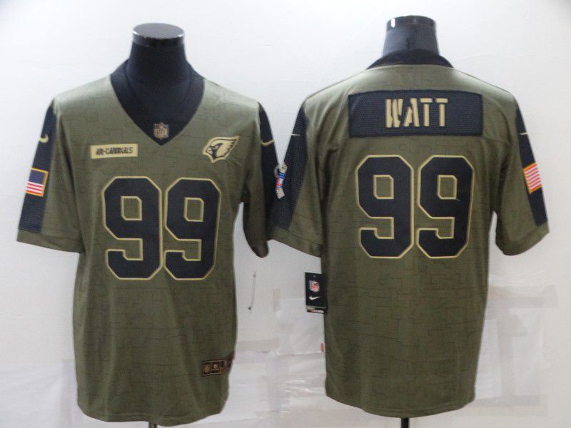 Men Arizona Cardinals #99 Watt green Nike Olive Salute To Service Limited NFL Jersey